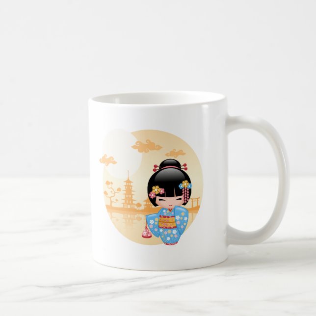 Caneca De Café Boneca de Maiko Kokeshi - menina de gueixa (Direita)
