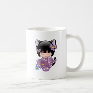 Caneca De Café Boneca de Neko Kokeshi - menina de gueixa das