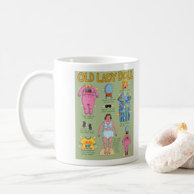 Caneca De Café Boneca de Papel de Dama FUNNY (Com Donut)