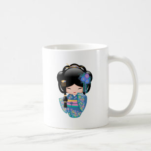 Caneca De Café Boneca Keiko Kokeshi - Café de Garota Kimono Geish