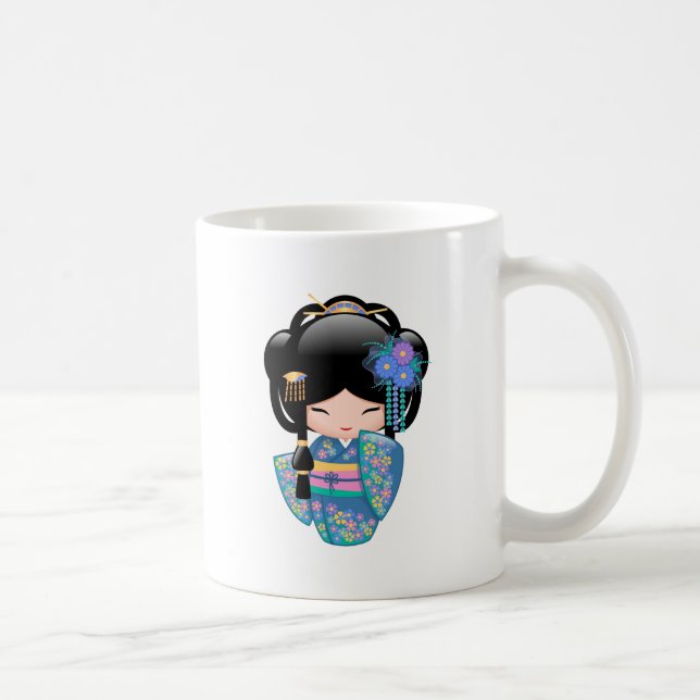 Caneca De Café Boneca Keiko Kokeshi - Café de Garota Kimono Geish (Direita)