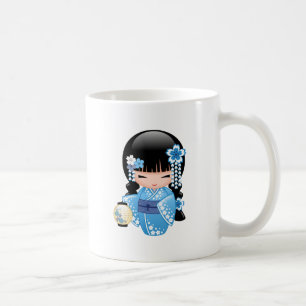 Caneca De Café Boneca Kokeshi de inverno - Garota Geisha Japonesa
