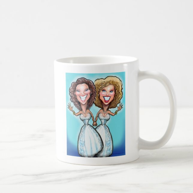 Caneca De Café Bonecas de Bolo de Casamento Lésbicas (Direita)