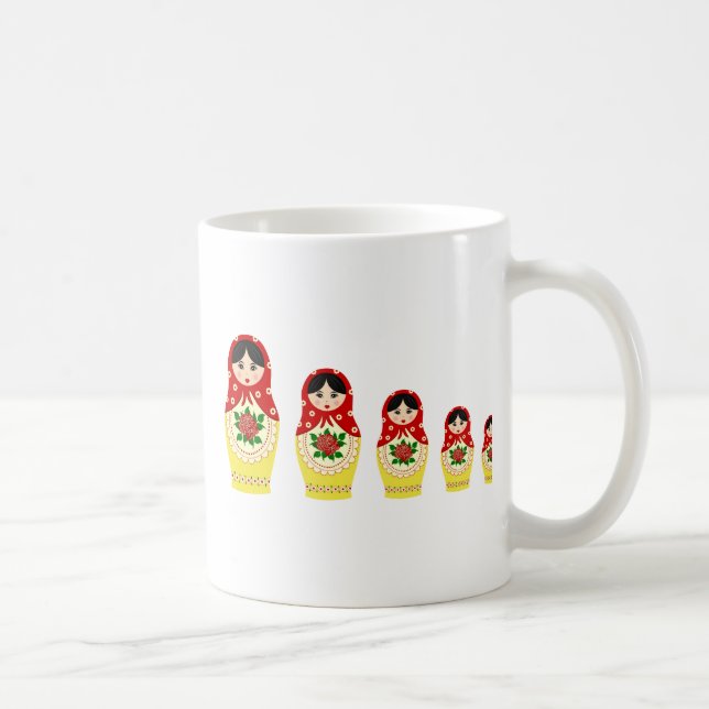 Caneca De Café Bonecas de Matryoschka vermelhas (Direita)