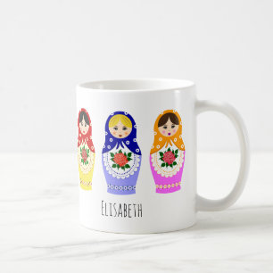 Caneca De Café Bonecas do matryoshka do russo