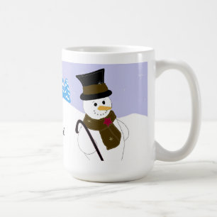 Caneca De Café Boneco de Neve Alegre com Dito
