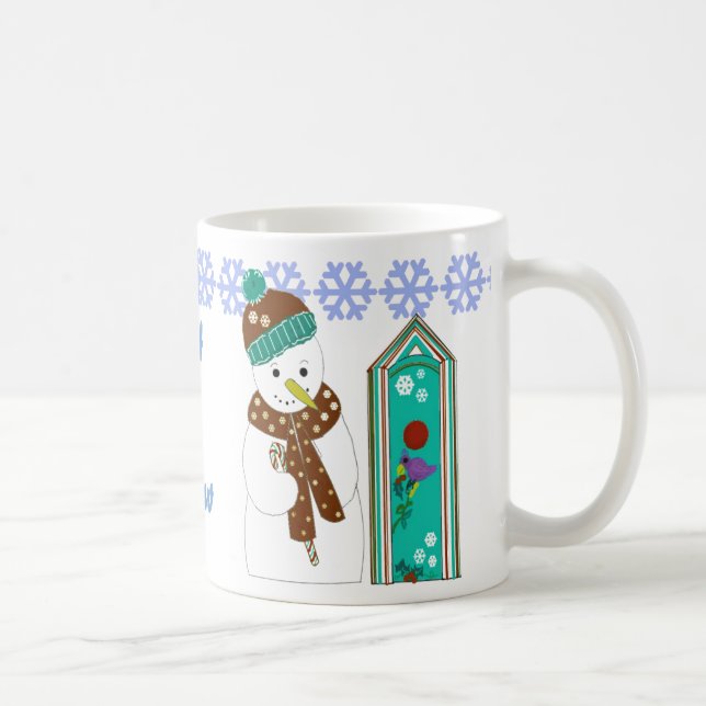 Caneca De Café Boneco de Neve Alegre e Casas de Pássaros (Direita)