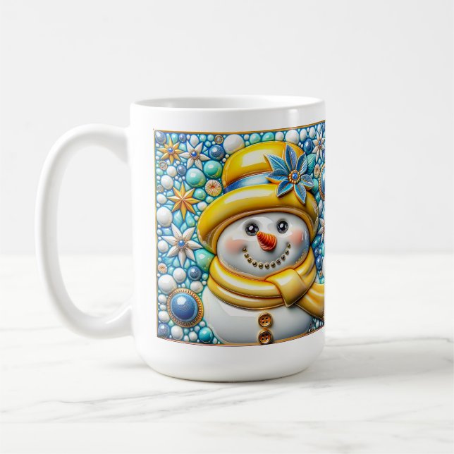 Caneca De Café Boneco de Neve Amarelo 3D de Natal  (Esquerda)