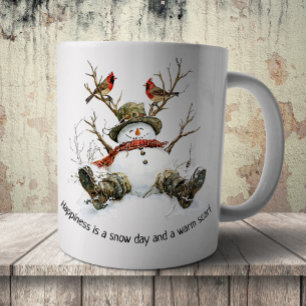 Caneca De Café Boneco de Neve com Cardinals