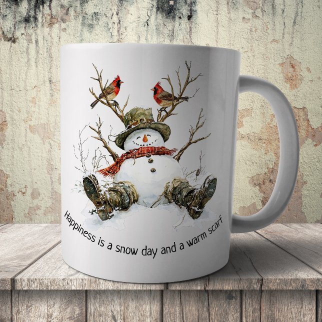 Caneca De Café Boneco de Neve com Cardinals (Criador carregado)