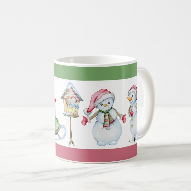 Caneca De Café Boneco de Neve de Natal (Frente Esquerda)