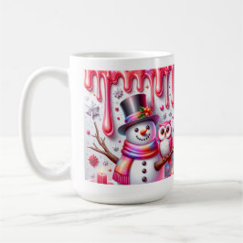 Caneca De Café Boneco de Neve de Natal 3D Com Coruja