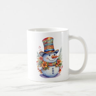 Caneca De Café Boneco de Neve de Natal Fofo com Chapéu Mandala Aq