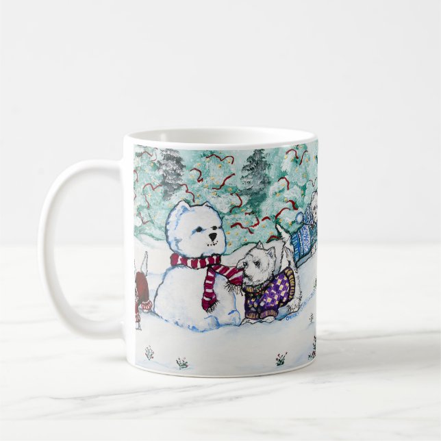 Caneca De Café Boneco de neve de Terrier branco de montanhas (Esquerda)