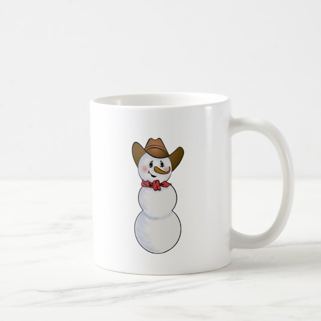 Caneca De Café Boneco de neve do vaqueiro com Bandana vermelho (Direita)