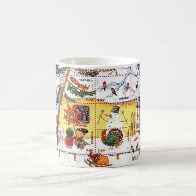 Caneca De Café Boneco de neve e crianças ucranianos (Centro)