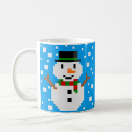 Caneca De Café Boneco de Neve em Pixel Art
