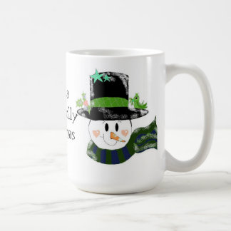 Caneca De Café Boneco de Neve em um Chapéu Preto Alto