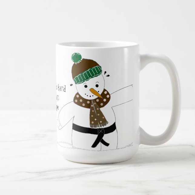 Caneca De Café Boneco de Neve Fazendo Artes Marciais (Direita)
