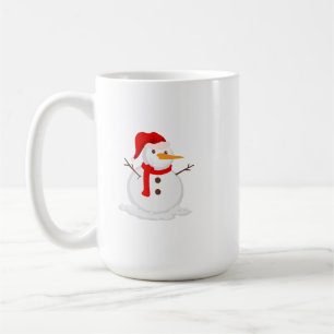 Caneca De Café Boneco de Neve Feliz com um Chapéu de Papai Noel
