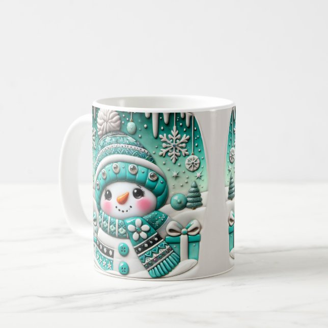 Caneca De Café Boneco de Neve Fofo (Frente Esquerda)