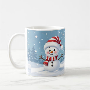 Caneca De Café Boneco de neve fofo com cachecol e chapéu