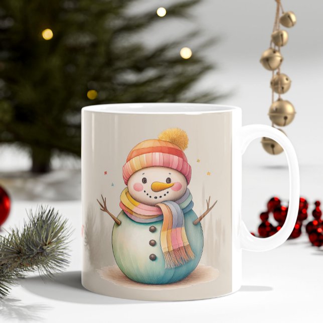 Caneca De Café Boneco de Neve Fofo Deixe a Neve Cair (Criador carregado)