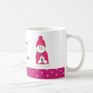 Caneca De Café Boneco de neve gelado cor-de-rosa com chocolate