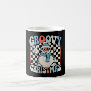 Caneca De Café Boneco de Neve Groovy Xmas Natal Quadriculado Cria