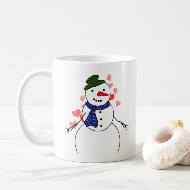 Caneca De Café Boneco de Neve Menino Apaixonado (Com Donut)