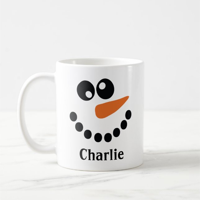 Caneca De Café Boneco de Neve Monogramado (Esquerda)