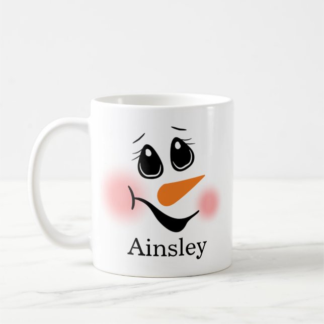 Caneca De Café Boneco de Neve Monogramado (Esquerda)