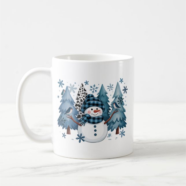 Caneca De Café Boneco de Neve Natal Divertido Árvores de Natal Fé (Esquerda)