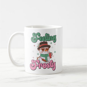 Caneca De Café Boneco de Neve Retrô Sentindo Frio