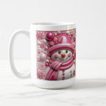 Boneco de Neve Rosa 3D Natal