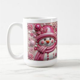 Caneca De Café Boneco de Neve Rosa 3D Natal