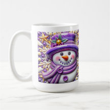 Boneco de Neve Roxo 3D de Natal