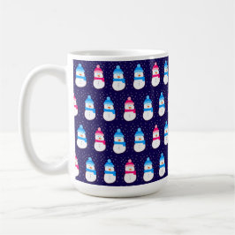 Caneca De Café Bonecos de Neve de Inverno Rosa e Azul