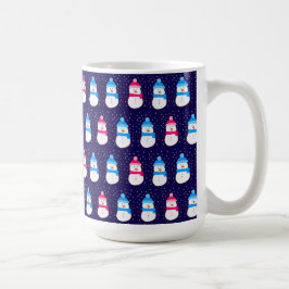 Caneca De Café Bonecos de Neve de Inverno Rosa e Azul