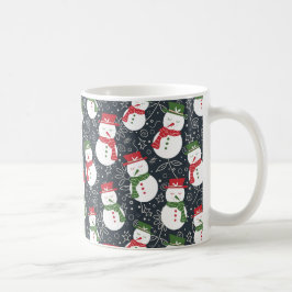Caneca De Café Bonecos de neve descontraídos - padrão natalino ve