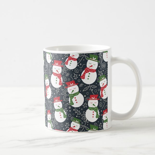 Caneca De Café Bonecos de neve descontraídos - padrão natalino ve (Direita)
