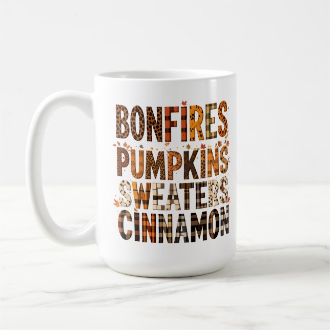 Caneca De Café Bonfire Pumpkins Sweater Cinnamon - outono (Esquerda)