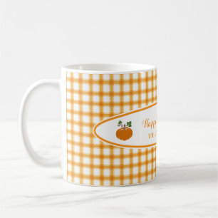 Caneca De Café Bonita Abóbora Amarela Xadrez Laranja Bonita Prese