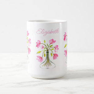 Caneca De Café Bonita Arte Floral Rosa Pintada Nome do Olho