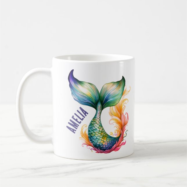 Caneca De Café Bonita Colorida Mermaid Ocean Girl (Esquerda)