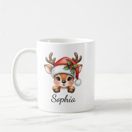 Caneca De Café Bonita Coquette Floral Christmas Reindeer