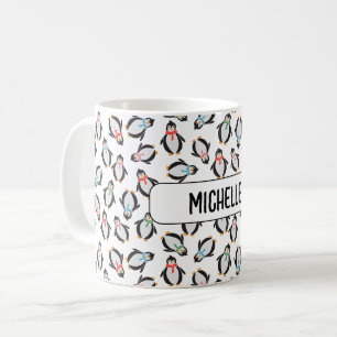 Caneca De Café Bonita diversão Neve Pinguins de Natal Crianças Mu