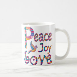 Caneca De Café Bonita e Colorida Paz Ama Joia Natal e Chanucá