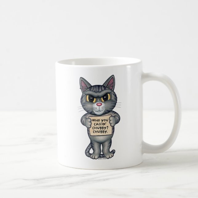 Caneca De Café Bonita e engraçada Tabby Cat Cartoon Art (Direita)