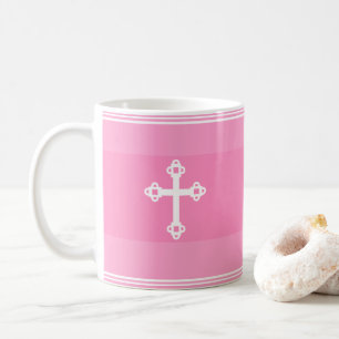 Caneca De Café Bonita e Simples Fé Cristã Cruz Rosa